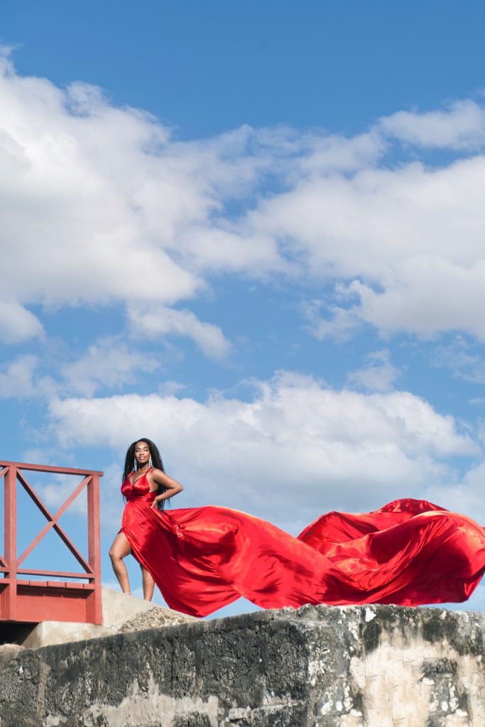 Flying dress photoshoot in Cartagena, Colombia