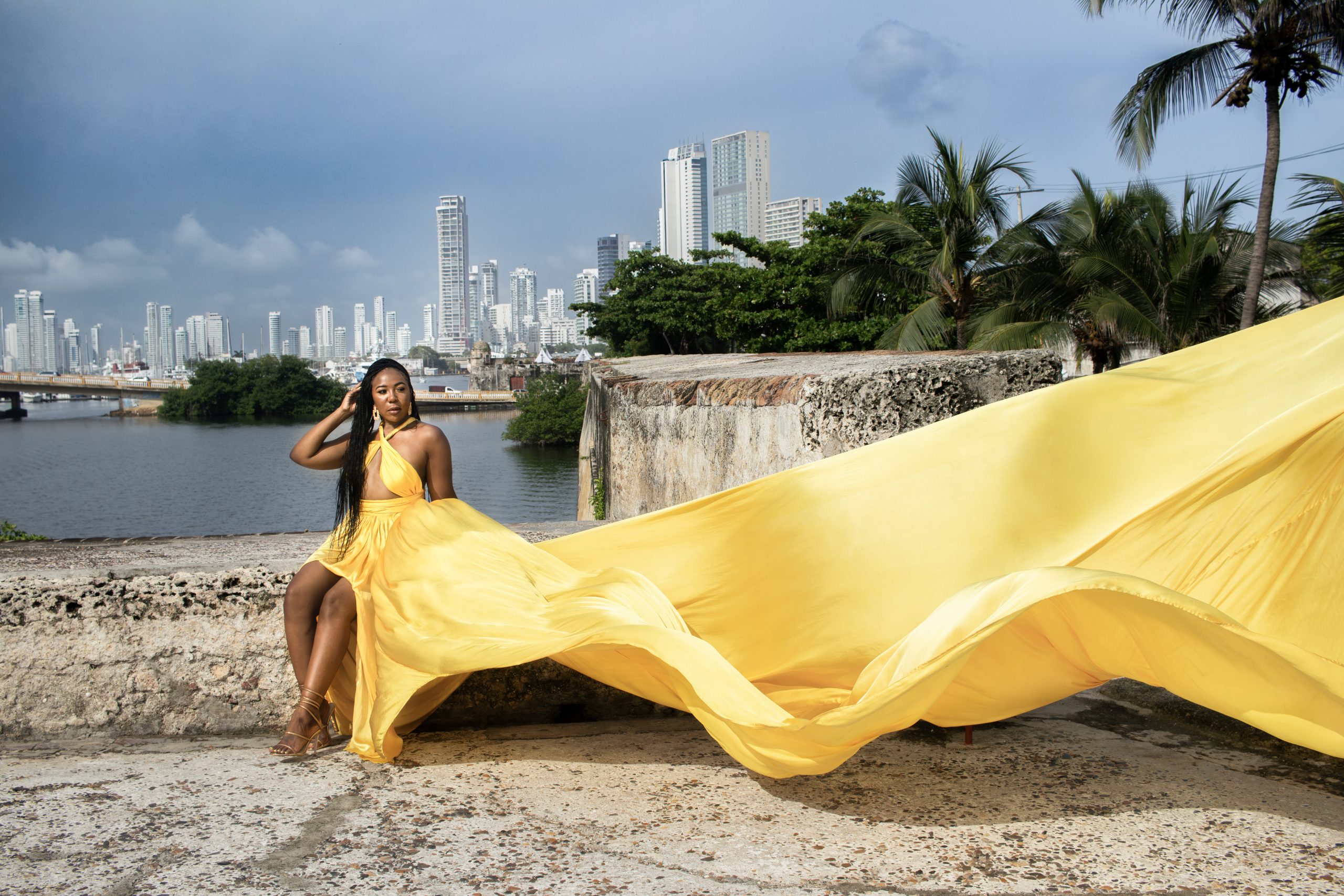 Book a flying dress photoshoot in Cartagena